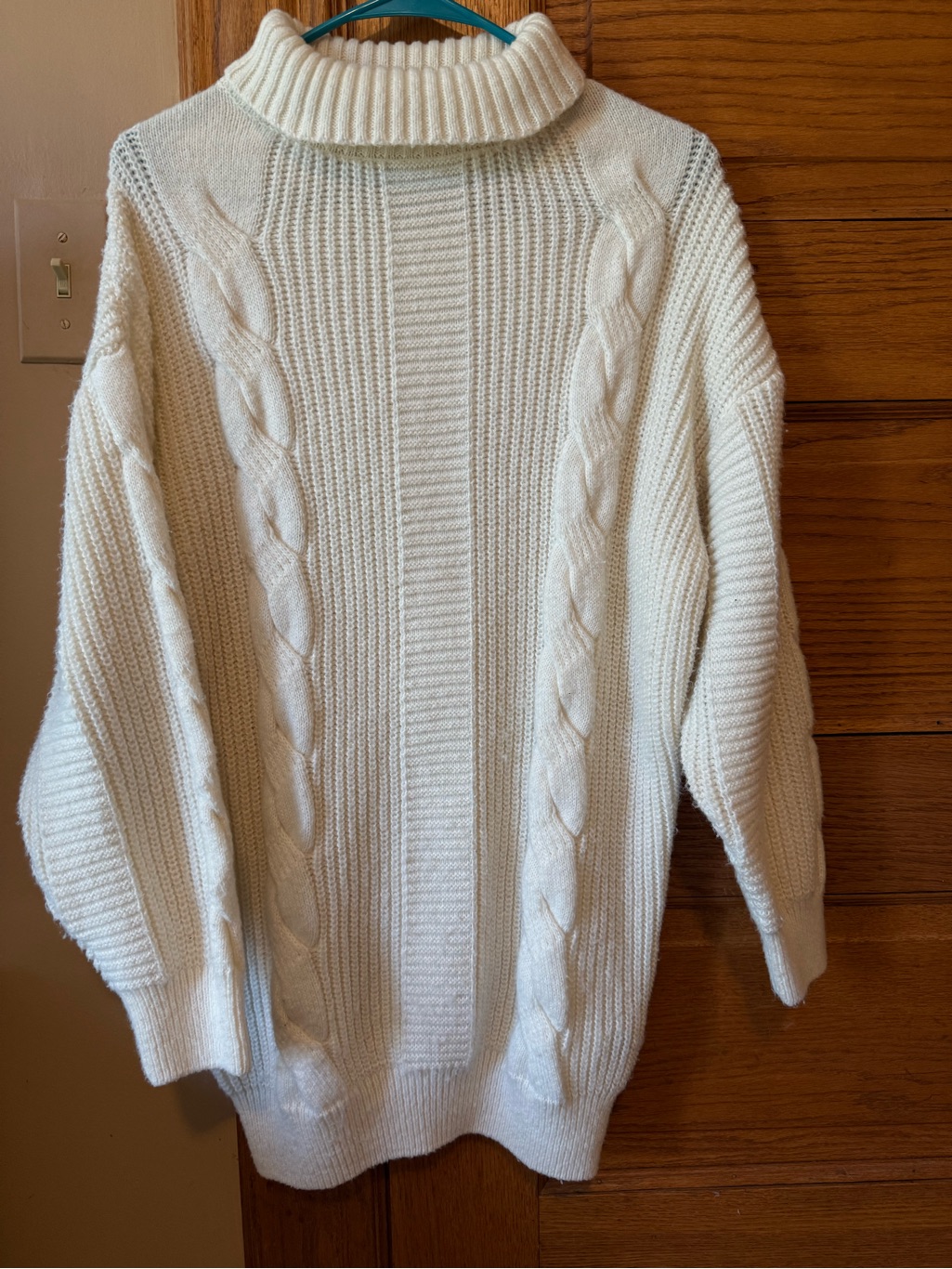 Shein Cream Cable Turtleneck Pullover Sweater